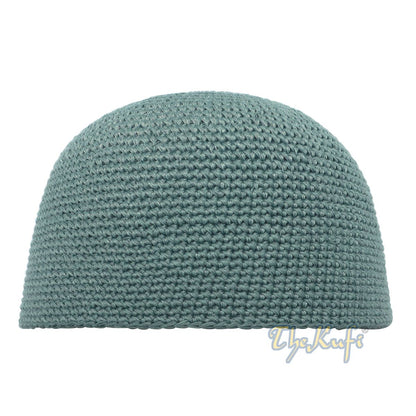 Plain Light Khaki Green Hand-Crocheted 100% Cotton Kufi Hat Design and Comfortable Fit