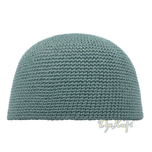 Plain Light Khaki Green Hand-Crocheted 100% Cotton Kufi Hat Design and Comfortable Fit