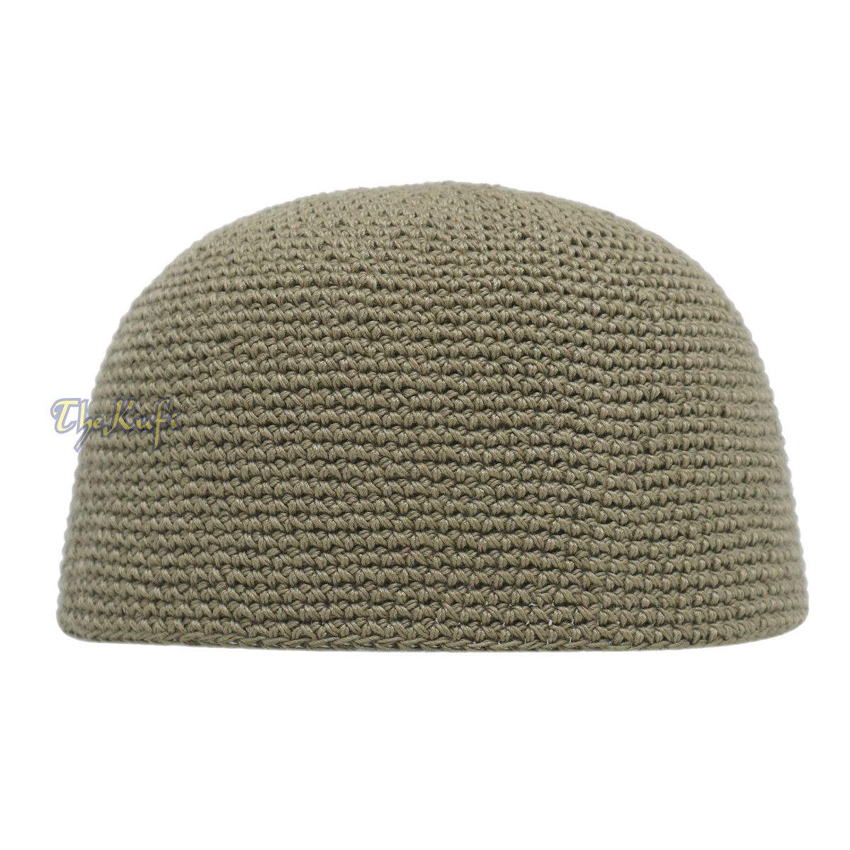 Plain Khaki Brown Hand-Crocheted 100% Cotton Jacquard Kufi Hat Design and Comfortable Fit