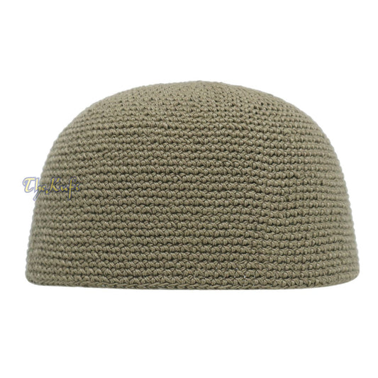 Plain Khaki Brown Hand-Crocheted 100% Cotton Jacquard Kufi Hat Design and Comfortable Fit