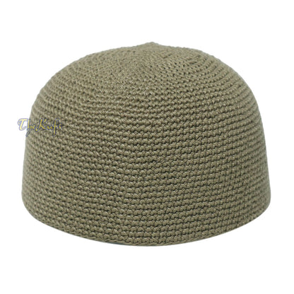 Plain Khaki Brown Hand-Crocheted 100% Cotton Jacquard Kufi Hat Design and Comfortable Fit