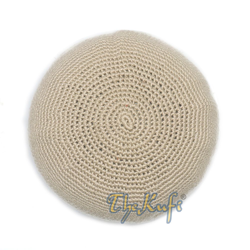 Plain Light Khaki Hand-Crocheted 100% Cotton Kufi Hat Design and Comfortable Fit