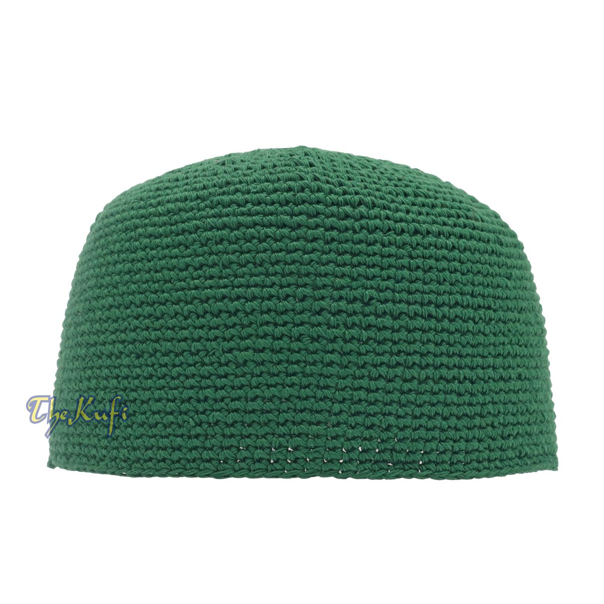 Medina Green Hand-Crocheted 100% Cotton Jacquard Kufi Hat Design and Comfortable Fit