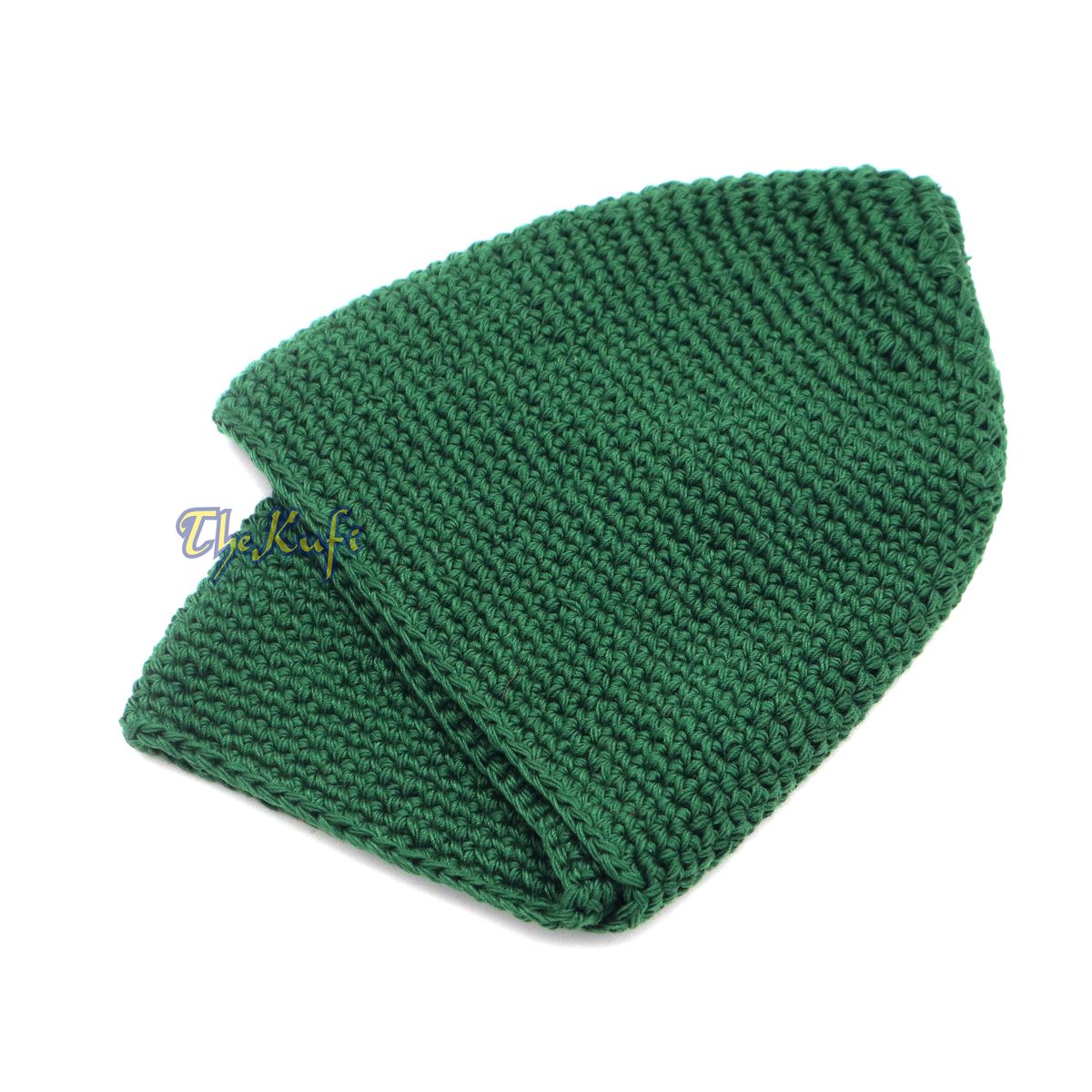 Medina Green Hand-Crocheted 100% Cotton Jacquard Kufi Hat Design and Comfortable Fit