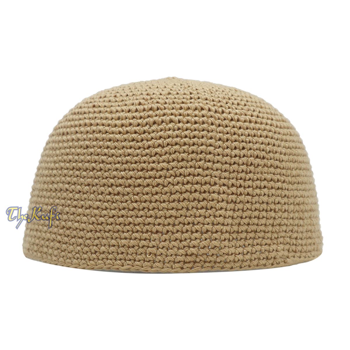 Tan Hand-Crocheted Hand-Crocheted 100% Cotton Jacquard Kufi Hat – One Size Fits Most – Design and Comfortable Fit