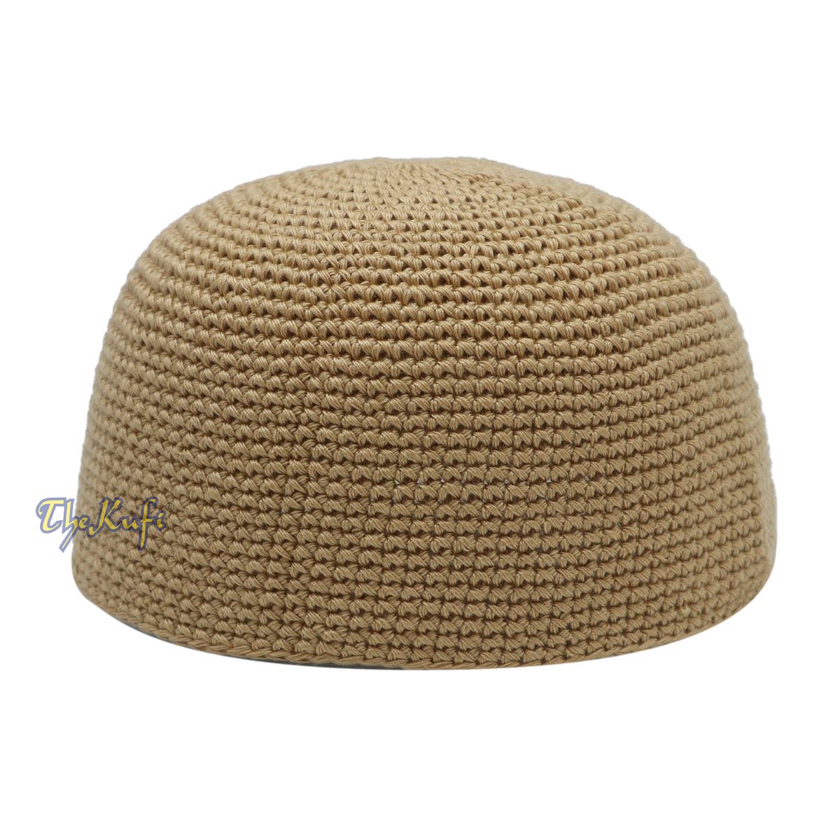 Tan Hand-Crocheted Hand-Crocheted 100% Cotton Jacquard Kufi Hat – One Size Fits Most – Design and Comfortable Fit