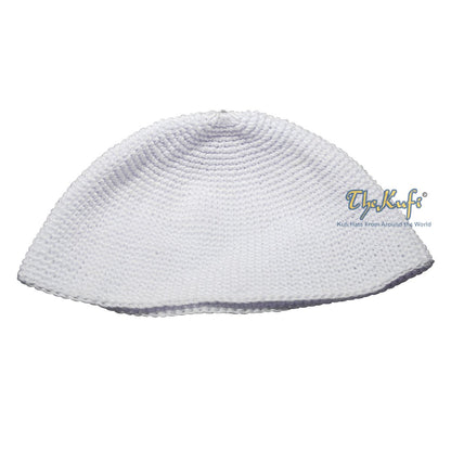 White Cotton Kufi Skull Cap Hand-Crocheted 100% Comfortable Fit For Salah
