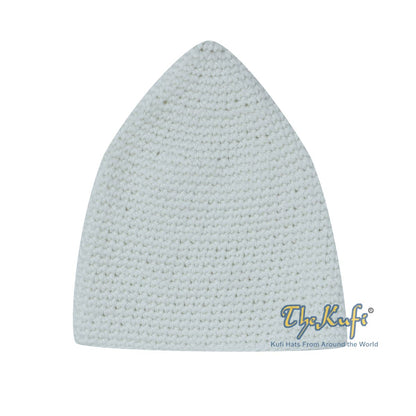 White Cotton Kufi Skull Cap Hand-Crocheted 100% Comfortable Fit For Salah