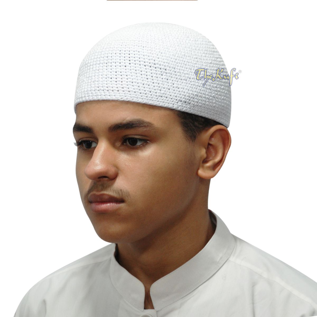 White Cotton Kufi Skull Cap Hand-Crocheted 100% Comfortable Fit For Salah