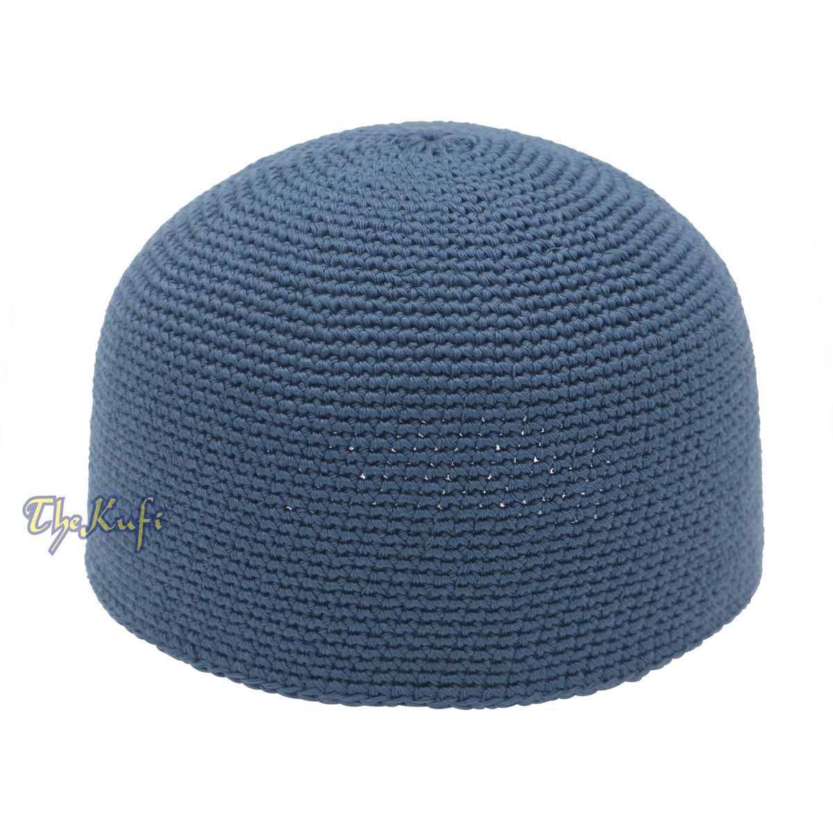 Indigo Blue Hand-Crocheted 100% Cotton Jacquard Kufi Hat Design and Comfortable Fit
