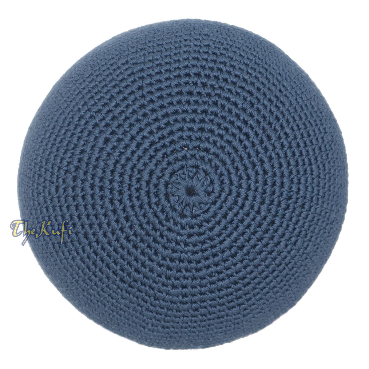 Indigo Blue Hand-Crocheted 100% Cotton Jacquard Kufi Hat Design and Comfortable Fit