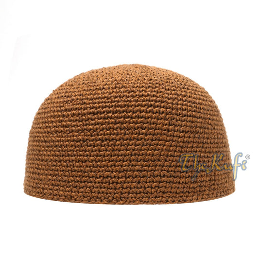 Plain Rust Brown Hand-Crocheted 100% Cotton Kufi Hat Design and Comfortable Fit