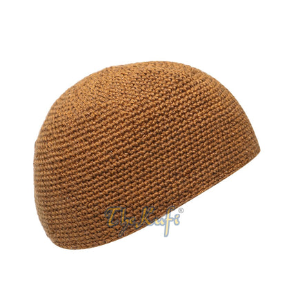 Plain Rust Brown Hand-Crocheted 100% Cotton Kufi Hat Design and Comfortable Fit