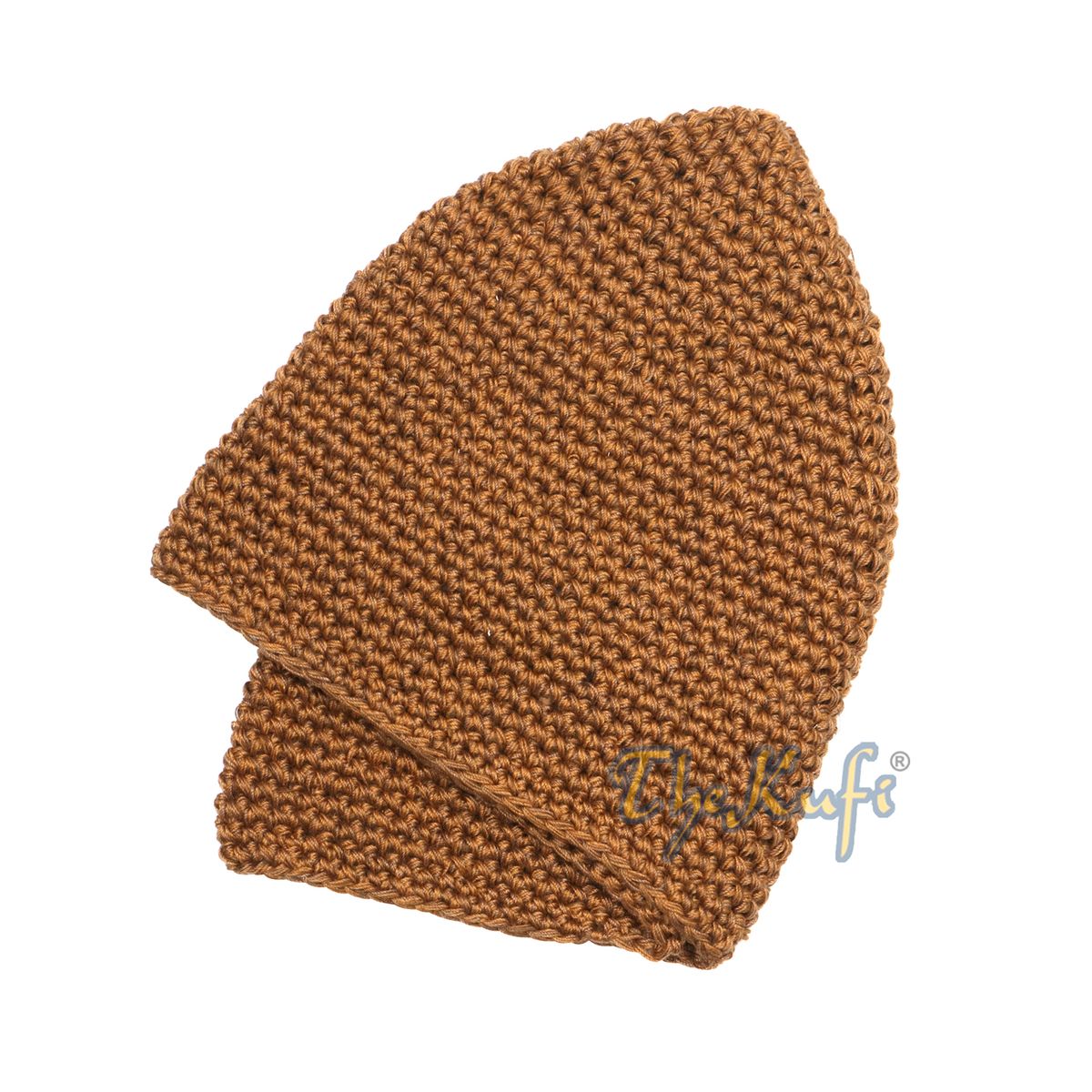Plain Rust Brown Hand-Crocheted 100% Cotton Kufi Hat Design and Comfortable Fit