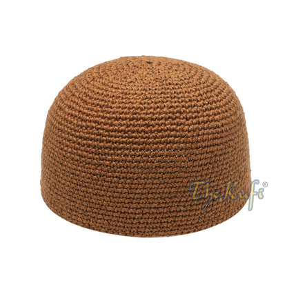 Plain Rust Brown Hand-Crocheted 100% Cotton Kufi Hat Design and Comfortable Fit