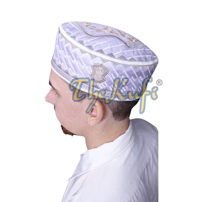 Prophet Muhammad Sandal Design Kufi Textured White Gray and Golden Ivory Embroidery