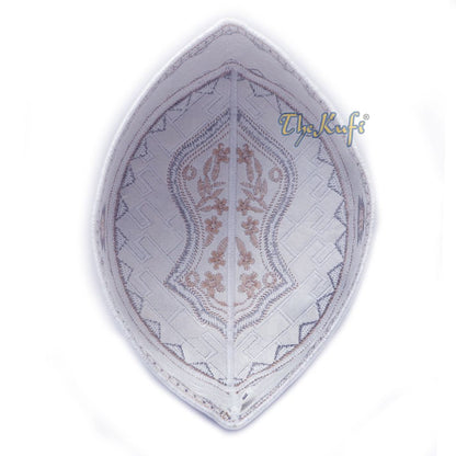 Prophet Muhammad Sandal Design Kufi Textured White Gray and Golden Ivory Embroidery