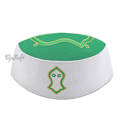 Rigid Green Golden Embroidered Sandal Kufi Crown