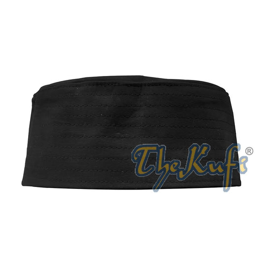 Black Semi-Stiff Nalain Pak Shareef Sandal Embroidered Kufi Hat
