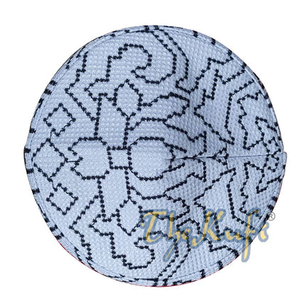 Embroidered White Orchid Pattern Soft Lined Pakistani Style Topi Kufi Cap