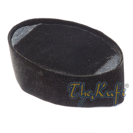 Black Velvet Peci Songkok Hat (8 cm Tall)
