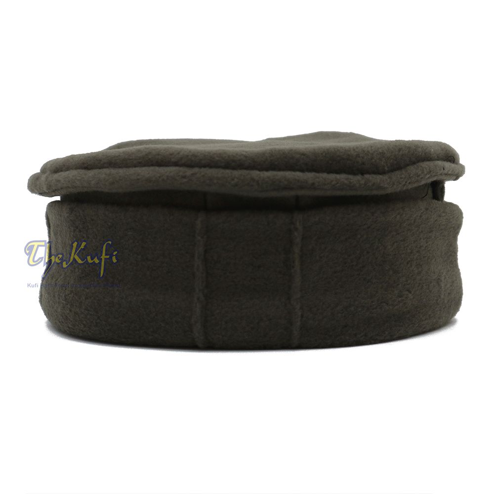 Army Green Afghani Pakol Stretchable Faux Wool Soft Mujahidin Kufi Hat