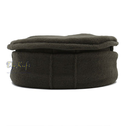 Army Green Afghani Pakol Stretchable Faux Wool Soft Mujahidin Kufi Hat