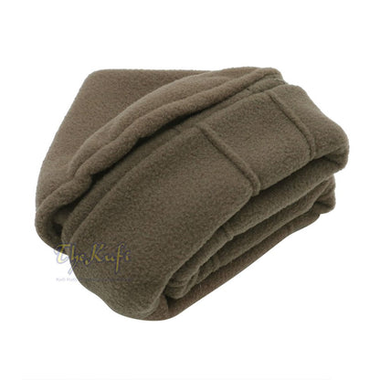 Dark Khaki Afghan Style Faux Wool Stretchable Pakol Mujahidin Kufi Hat