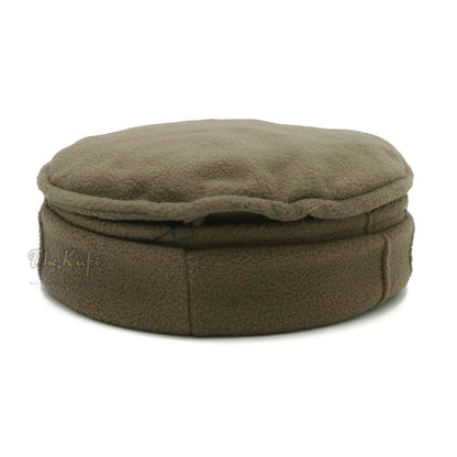 Dark Khaki Afghan Style Faux Wool Stretchable Pakol Mujahidin Kufi Hat