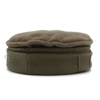 Dark Khaki Afghan Style Faux Wool Stretchable Pakol Mujahidin Kufi Hat