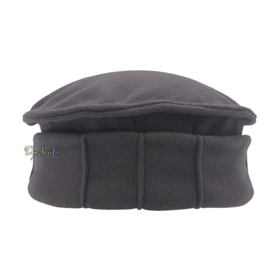 Afghan Style Dark Gray Faux Wool Stretchable Pakol Mujahidin Soft Kufi Hat