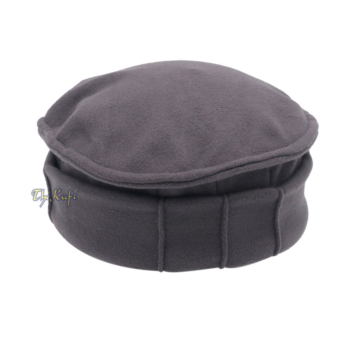 Afghan Style Dark Gray Faux Wool Stretchable Pakol Mujahidin Soft Kufi Hat
