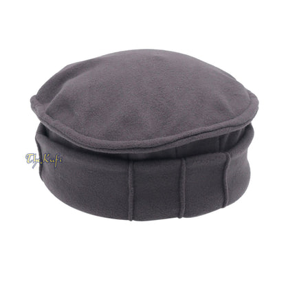 Afghan Style Dark Gray Faux Wool Stretchable Pakol Mujahidin Soft Kufi Hat