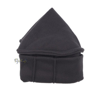 Afghan Style Dark Gray Faux Wool Stretchable Pakol Mujahidin Soft Kufi Hat