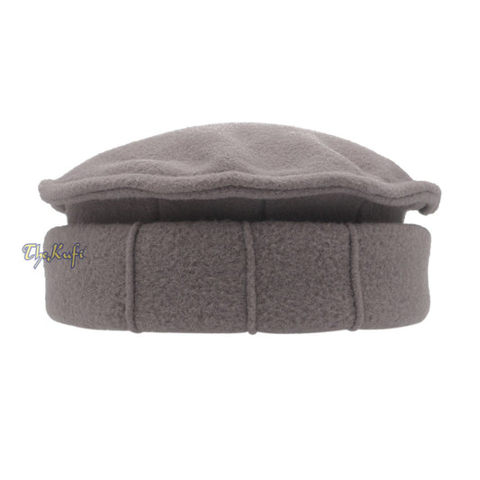 Gray Stretchable Faux Wool Afghan Style Pakol Mujahidin Soft Kufi Hat