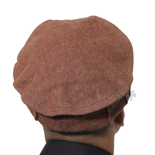 Afghani-Style Hat Brown Stretchable Faux Wool Pakol Mujahidin Soft Kufi