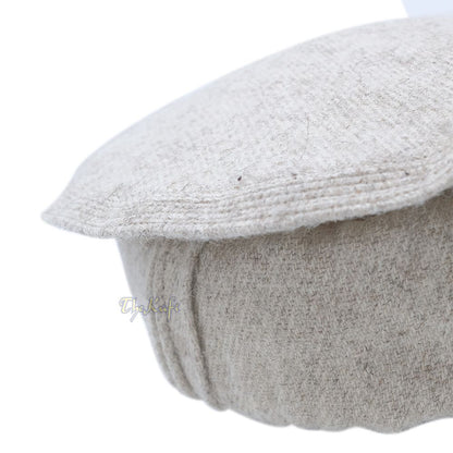 Afghani Hat Light Khaki – Traditional-style Stretchable Faux Wool Pakol Mujahidin Soft Kufi