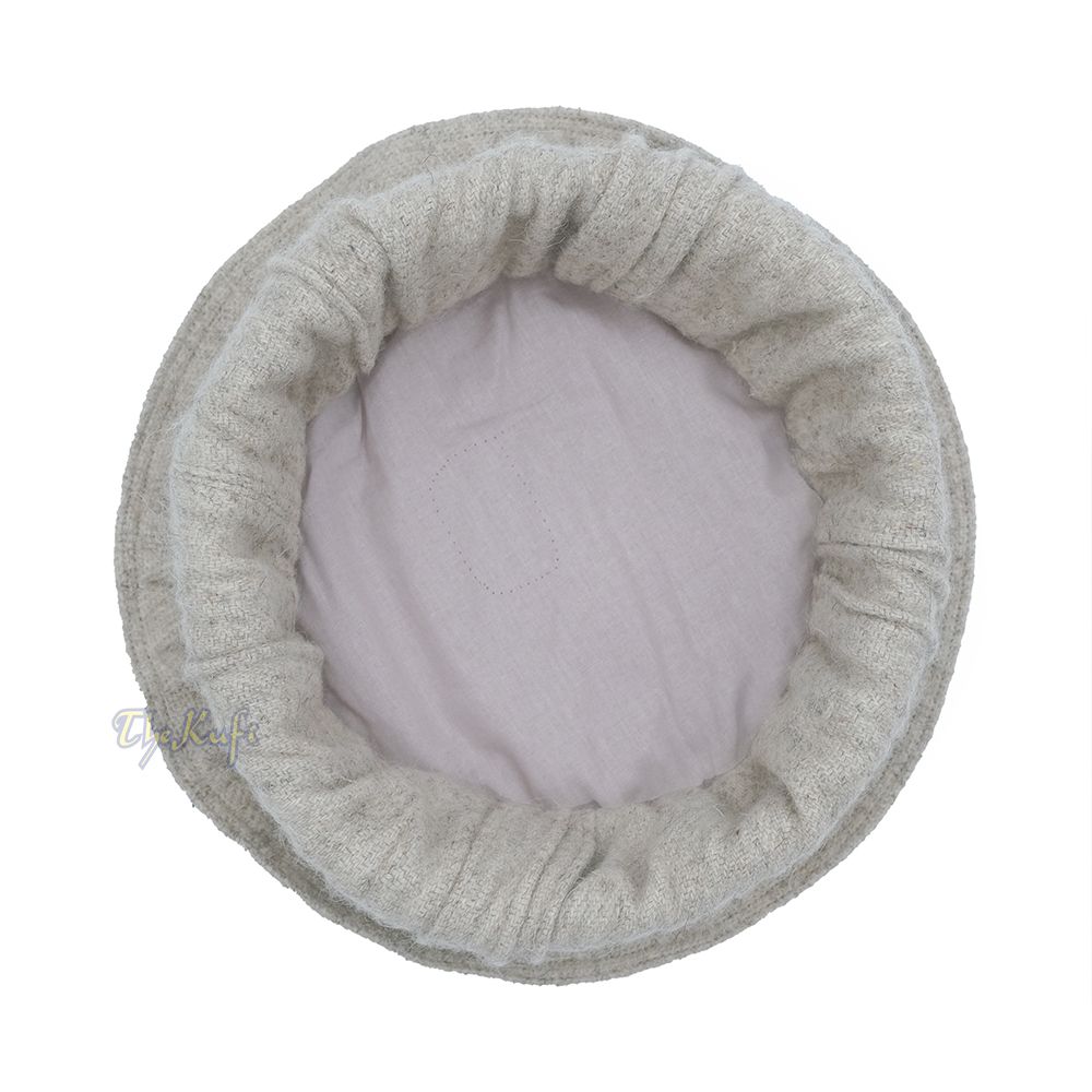 Afghani Hat Light Khaki – Traditional-style Stretchable Faux Wool Pakol Mujahidin Soft Kufi