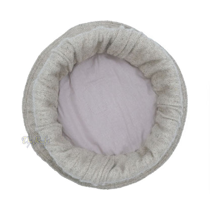 Afghani Hat Light Khaki – Traditional-style Stretchable Faux Wool Pakol Mujahidin Soft Kufi