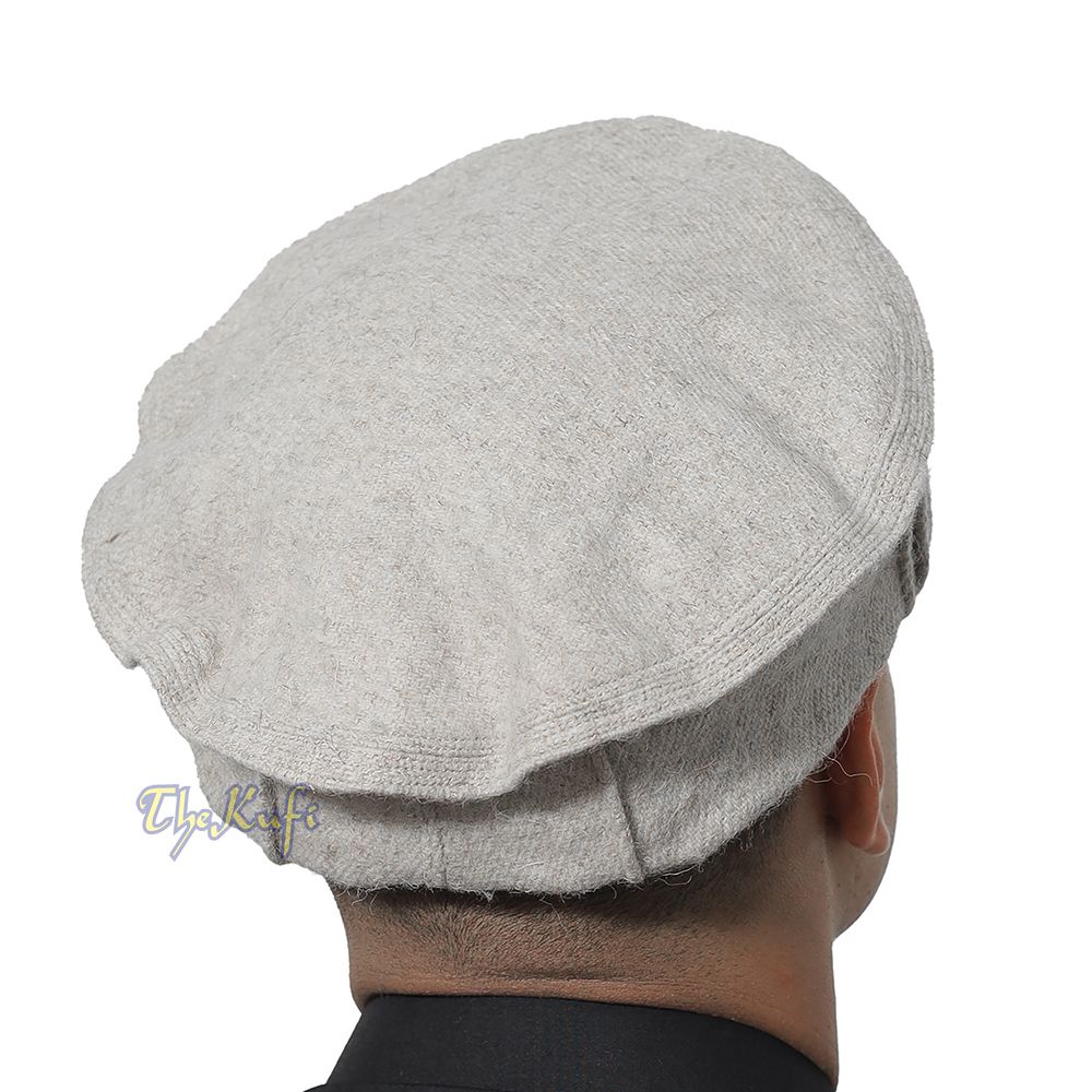 Afghani Hat Light Gray Stretchable Faux Wool Pakol Mujahidin Soft Traditional-style Kufi