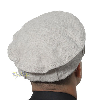 Afghani Hat Light Gray Stretchable Faux Wool Pakol Mujahidin Soft Traditional-style Kufi