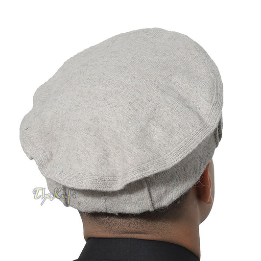 Afghani Hat Light Gray Stretchable Faux Wool Pakol Mujahidin Soft Traditional-style Kufi