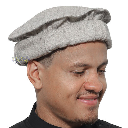 Afghani Hat Light Gray Stretchable Faux Wool Pakol Mujahidin Soft Traditional-style Kufi