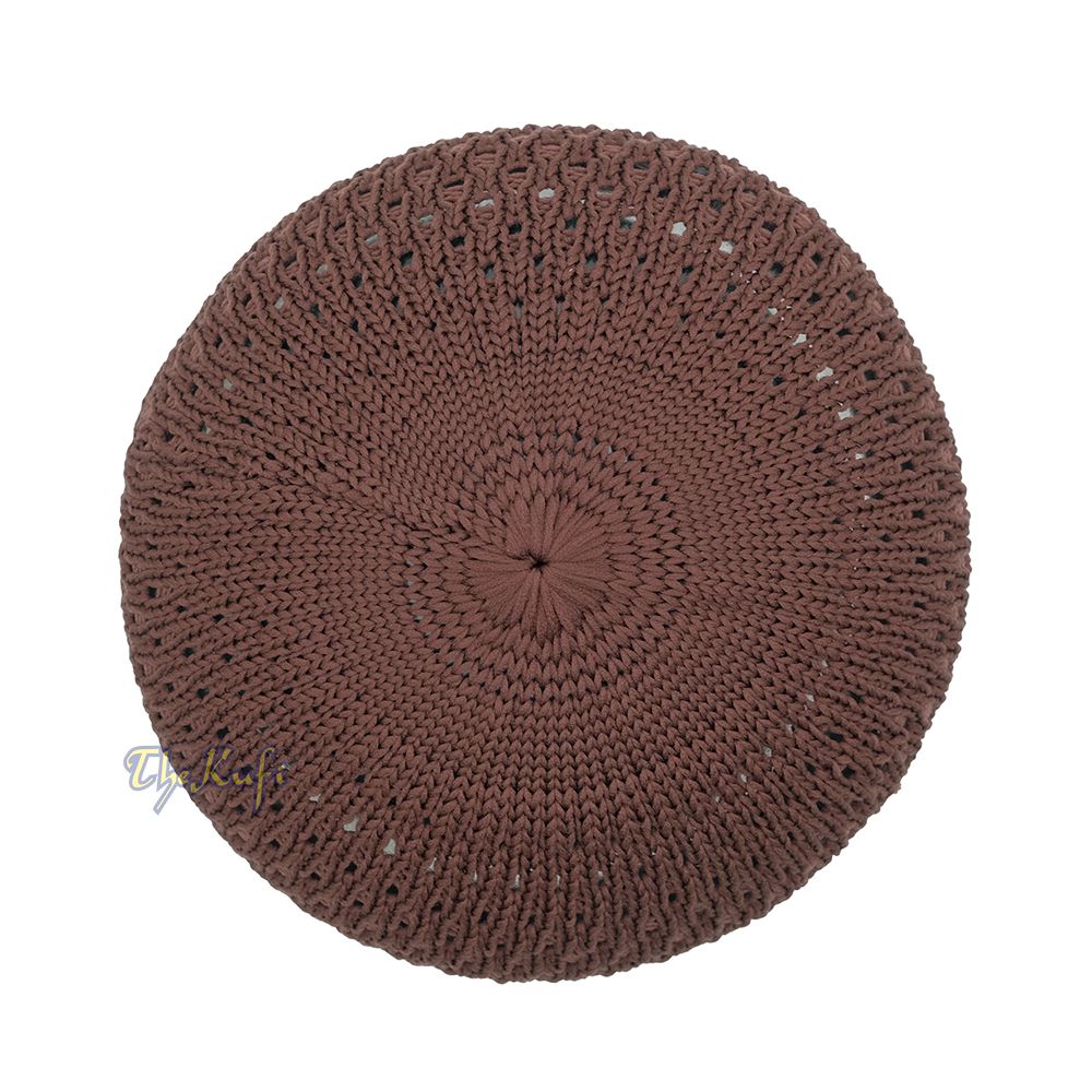 Chocolate Brown Open-Weave Stretchable 100% Nylon Kufi Skull Cap