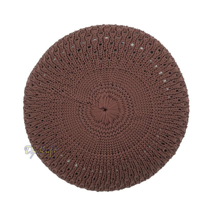 Chocolate Brown Open-Weave Stretchable 100% Nylon Kufi Skull Cap