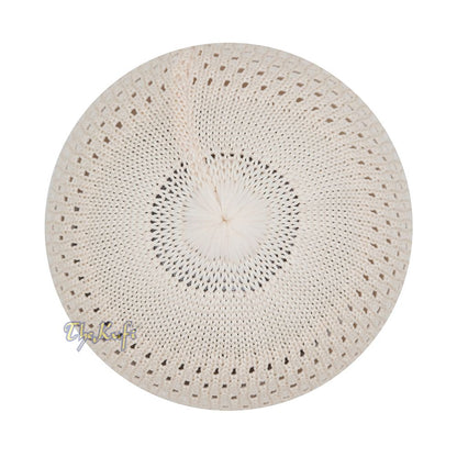 Cream Open-Weave Stretchable 100% Nylon Kufi Skull Caps – Machine Woven