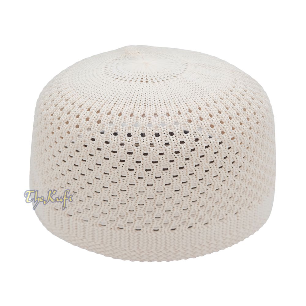 Cream Open-Weave Stretchable 100% Nylon Kufi Skull Caps – Machine Woven