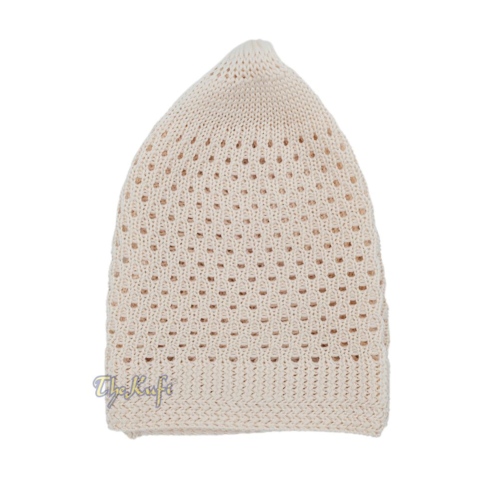 Cream Open-Weave Stretchable 100% Nylon Kufi Skull Caps – Machine Woven