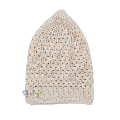 Cream Open-Weave Stretchable 100% Nylon Kufi Skull Caps – Machine Woven