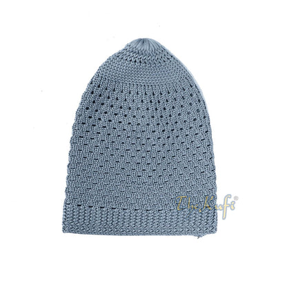 Gray Open-Weave Stretchy 100% Nylon Kufi Skull Caps